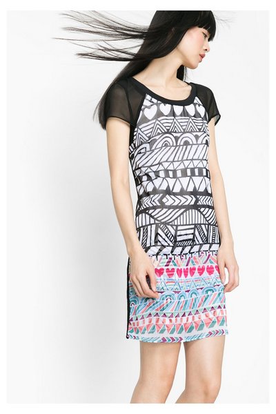 Comprar Desigual - Mujer - Vestido recto en blanco y negro - Risue� - Size 38 al mejor precio