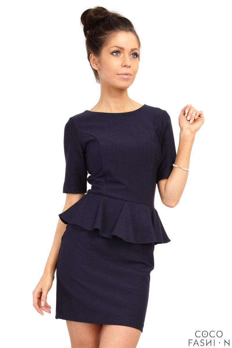 Comprar Navy Bateau Neck Shift Dress with Frilled Bodice al mejor precio