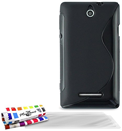 Comprar Muzzano F7163 - Funda para Sony Xperia E + 3 protecciónes de pantalla, color negro al mejor precio