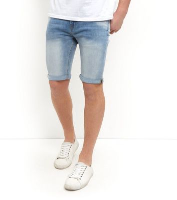 Comprar Pale Blue Turn Up Skinny Denim Shorts al mejor precio