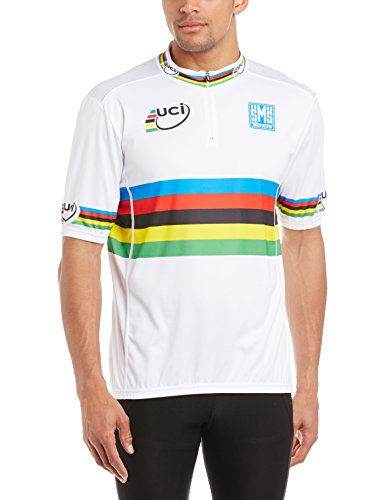Comprar Santini - Maillot de ciclismo para hombre (manga corta, con cremallera, réplica del maillot de campeón mundial de ciclismo en ruta de la UCI), color blanco blanco blanco Talla:small al mejor precio