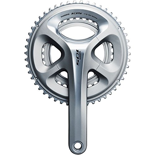 SHIMANO Kettenradgarnitur '105' FC-5800 Mod.15 Hollowtech II, Compact, SB-verpackt, 2/11-fach Hohlgeschmiedete Kurbelarme, ohne Innenlager, geeignetes Innenlager BB-R60, 36/52Z., 172,5 mm Kurbellänge, silber