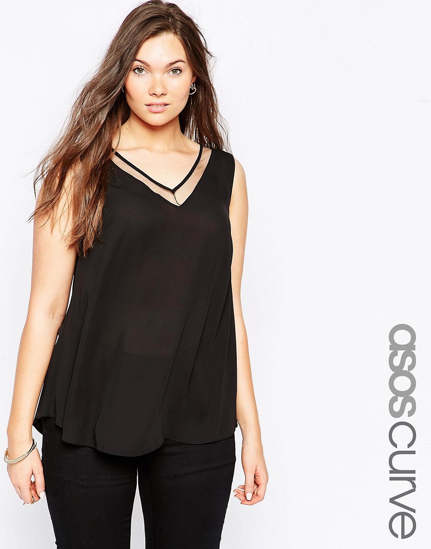 Comprar Camiseta de tirantes con detalle de malla de ASOS CURVE al mejor precio