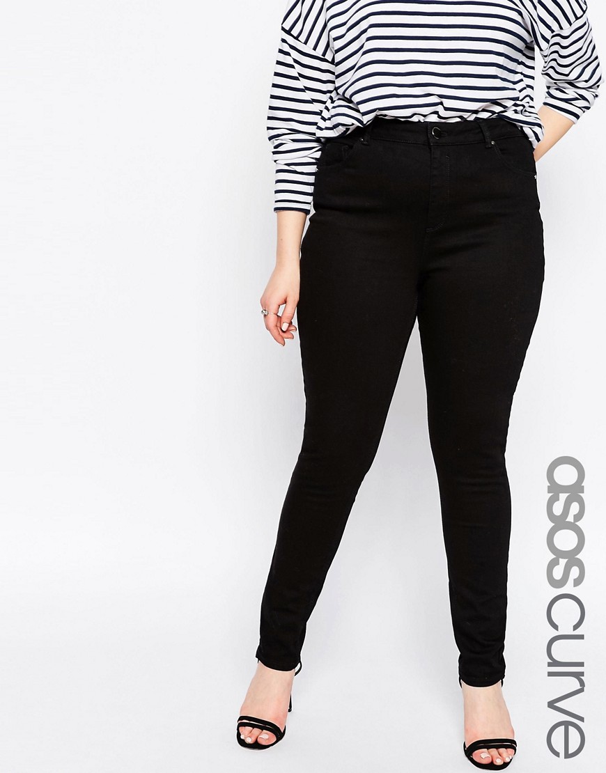 Comprar Vaqueros de talle medio en negro limpio Lisbon de ASOS CURVE al mejor precio