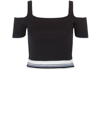 Comprar Black Ribbed Cold Shoulder Top al mejor precio