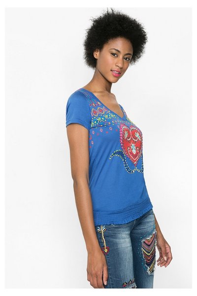 Comprar Desigual - Mujer - Camiseta azul de manga corta - Acantha - Size M al mejor precio