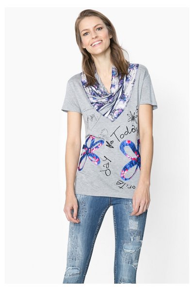 Comprar Desigual - Mujer - Camiseta gris con cuello vuelto - Otoni - Size XS al mejor precio