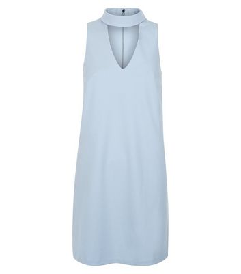 Comprar Light Blue Funnel Neck Cut Out Front Shift Dress al mejor precio