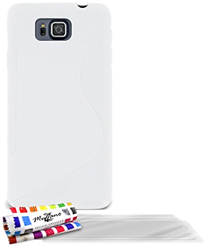Comprar Muzzano F840786 - Funda para Samsung Galaxy Alpha, incluye 3 protecciones de pantalla, color blanco al mejor precio