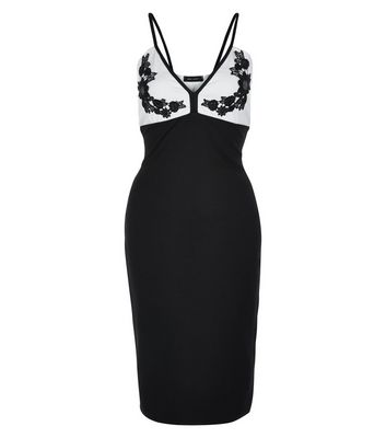 Comprar Monochrome Floral Applique Bodycon Dress al mejor precio