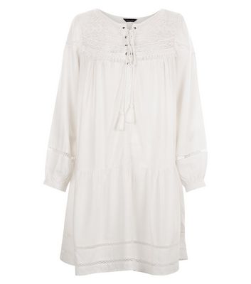 Comprar Cream Lace Panel Smock Dress al mejor precio