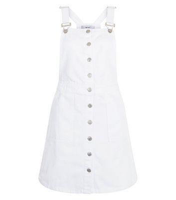 Comprar White Button Front Denim Pinafore Dress al mejor precio
