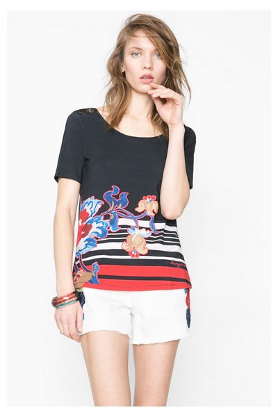 Comprar Desigual - Mujer - Camiseta con encaje en los hombros - Enero - Size XXL al mejor precio
