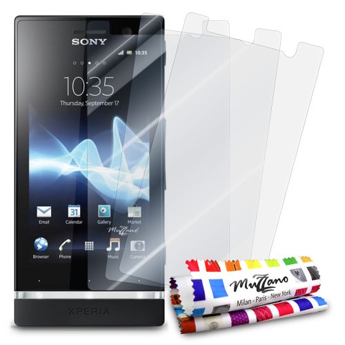 Comprar Muzzano 3 protecciónes de Pantalla transparentes para Sony Xperia U 