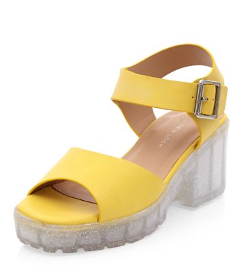 Comprar Teens Lime Green Glitter Chunky Jelly Block Heel Sandals al mejor precio