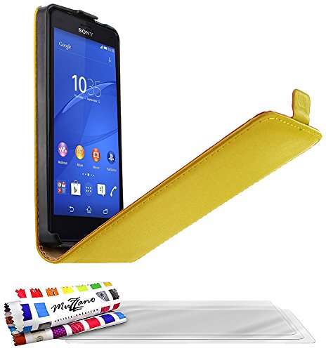 Comprar Muzzano F869676 - Funda para Sony D5833 + 3 protecciones de pantalla, color amarillo al mejor precio