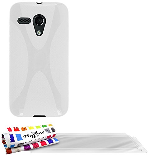 Comprar Muzzano F25005 - Funda para Motorola Moto G X1032 + 3 protecciones de pantalla, color blanco al mejor precio