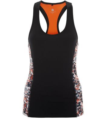 Comprar Orange Abstract Print Side Panel Sports Vest al mejor precio
