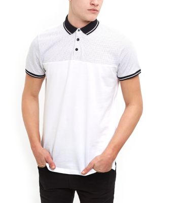 Comprar White Pin Dot Panel Polo Shirt al mejor precio