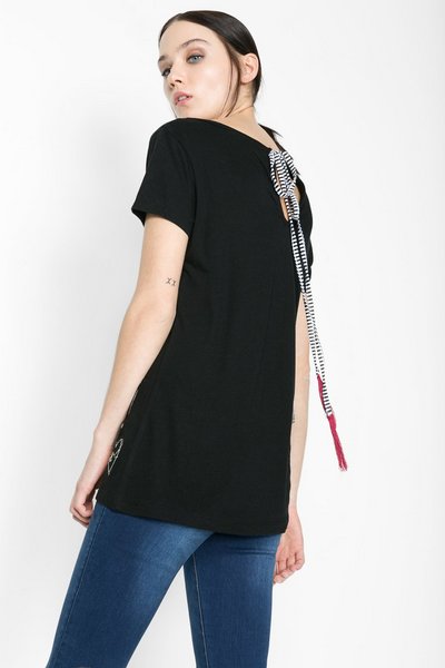 Comprar Desigual - Mujer - Camiseta negra de algodón y viscosa - Arsen - Size XS al mejor precio