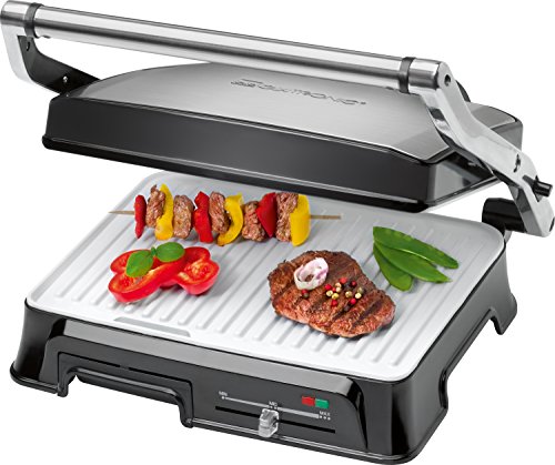 Comprar Clatronic KG 3571 - Grill de asar con tapa basculante, planchas cerámicas, 2000, W, color plateado al mejor precio