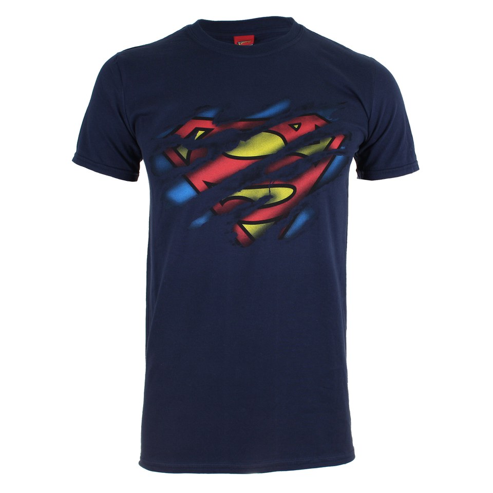 Comprar DC Comics Men's Superman Torn Logo T-Shirt - Navy - XL al mejor precio