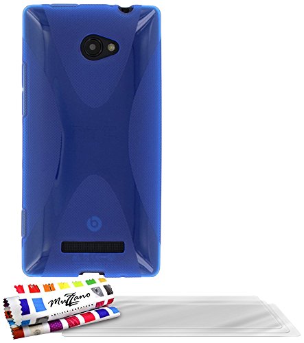 Comprar Muzzano F5649 - Funda para HTC 8X + 3 protecciónes de pantalla, color azul al mejor precio