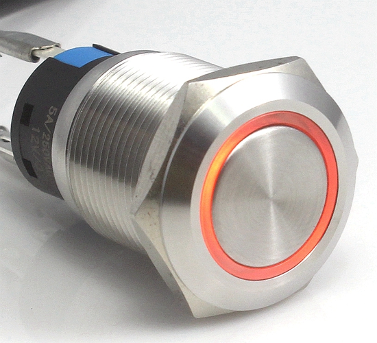 Comprar Lamptron Latching Silver Housing Ring Naranja 19mm - Pulsador al mejor precio