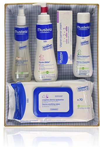 Comprar Mustela Bébé - Canastilla azul - Agua de colonia + Hydra Bébé + Vitamin barrier cream + Dermo Nettoyant + Toallitas - 1 pack al mejor precio