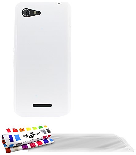 Comprar Muzzano F869142 - Funda para Sony Xperia E3, incluye 3 protecciones de pantalla, color blanco al mejor precio