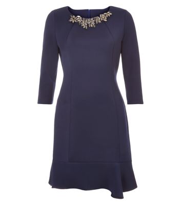 Comprar Jumpo Navy Embellished Neck Peplum Dress al mejor precio