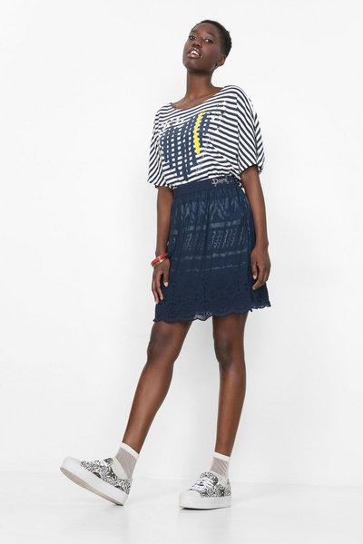 Comprar Desigual - Mujer - Falda plisada azul marino - Aetos - Size 40 al mejor precio