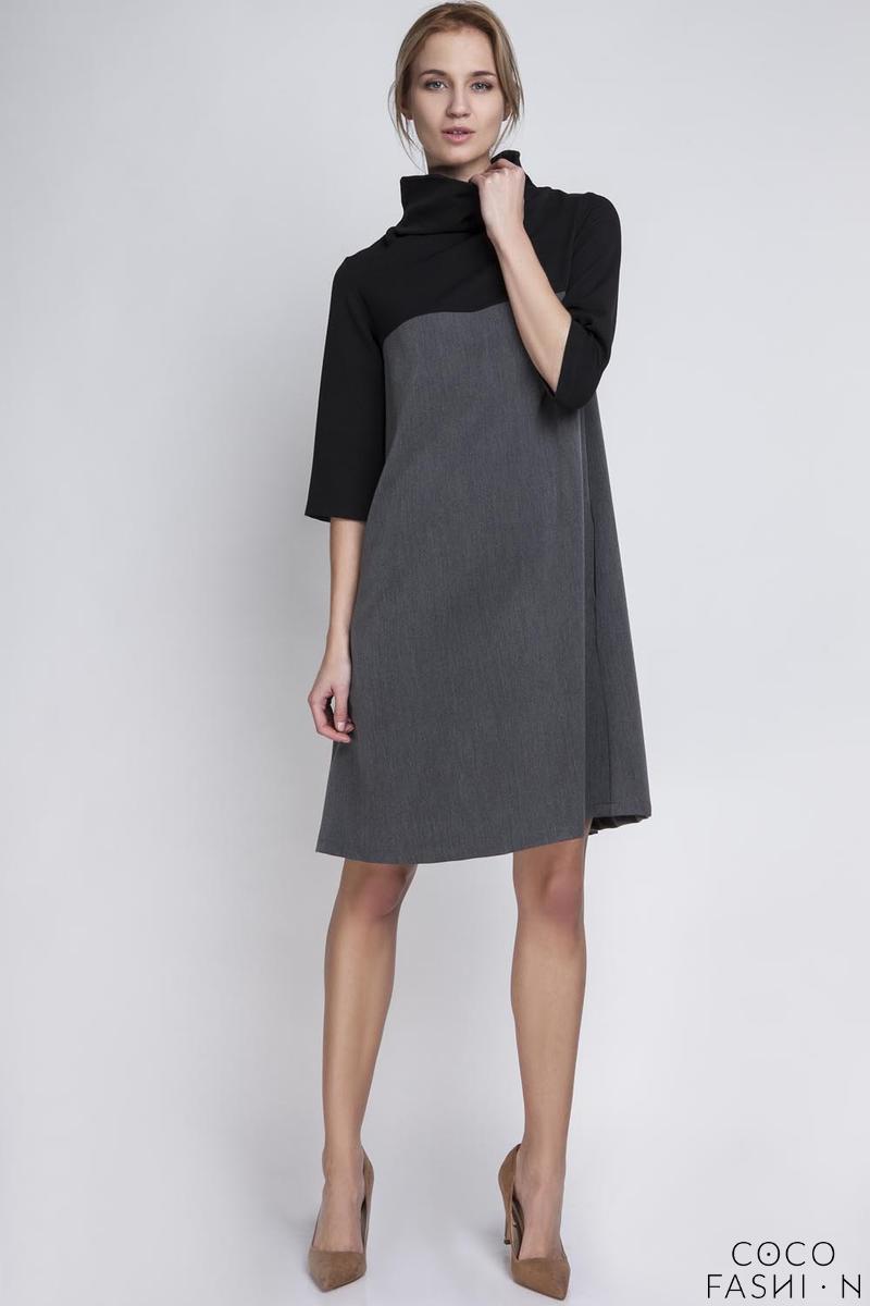 Comprar Grey&Black Tourtleneck Dress with Double Fold at The Back al mejor precio