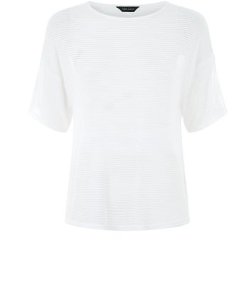 Comprar White Fine Knit Sheer Ribbed Kimono T-Shirt al mejor precio