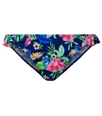 Comprar Navy Tropical Print Frill Cheeky Bikini Bottoms al mejor precio