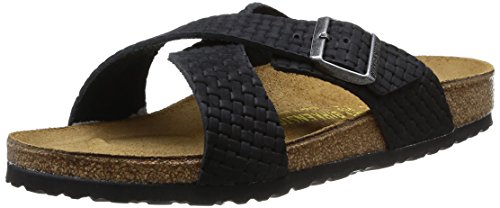 Birkenstock Tunis - Sandalias deportivas de cuero para hombre negro Noir (Woven Embossed Black) 45