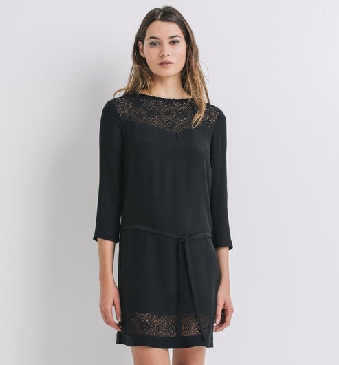 Comprar Vestido crepé detalle encaje al mejor precio