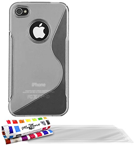 Comprar Muzzano F9S2-925NN8236 - Funda para Apple iPhone 4, con 3 protectores de pantalla, transparente al mejor precio