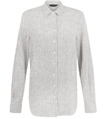 Comprar White Linen Stripe Dip Back Shirt al mejor precio