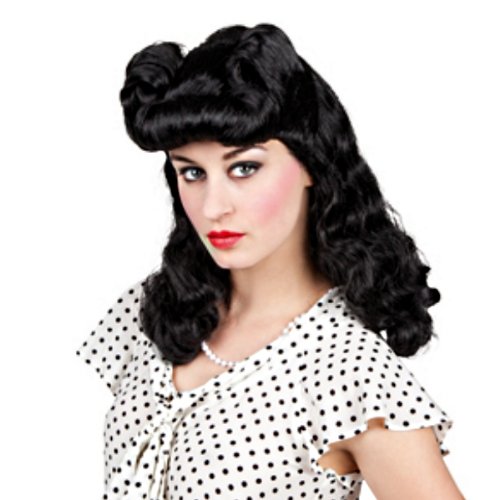 Comprar Peluca negra ondulada años 50 al mejor precio