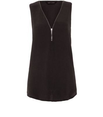 Comprar Black Zip Front Sleeveless Top al mejor precio