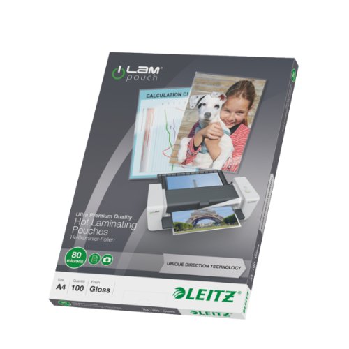 Comprar Leitz UDT 74780000 - Bolsas de plastificación A4 de 80 micras de grosor, brillante, pack de 100 unidades, color transparente al mejor precio