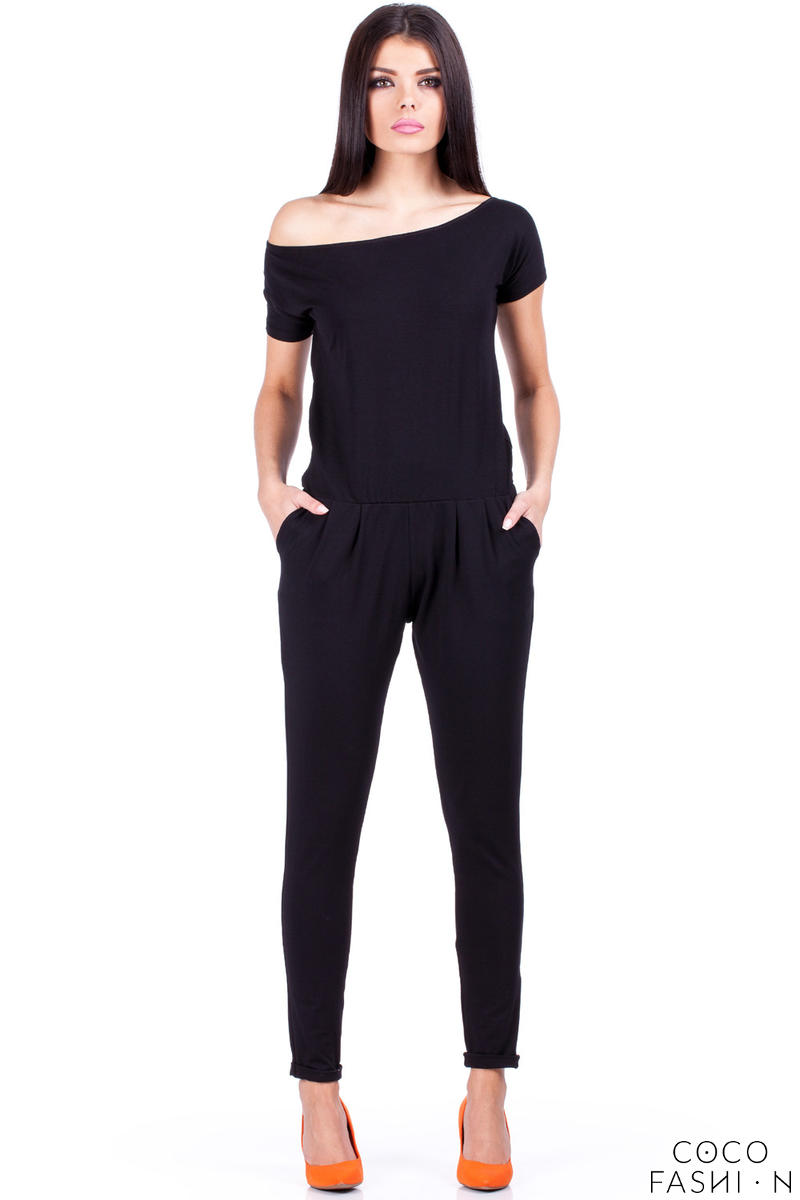 Black Off-shoulder and Long Legged Jumpsuit