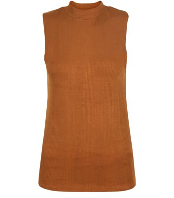 Comprar Tan Ribbed Funnel Neck Sleeveless Top al mejor precio