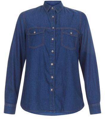 Comprar Navy Denim Double Pocket Long Sleeve Shirt al mejor precio