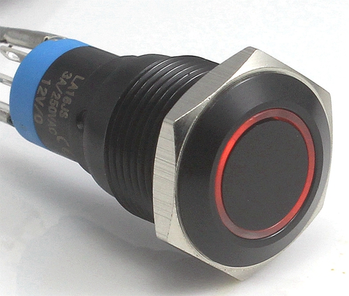 Comprar Lamptron Latching Black Housing Ring Rojo 16mm - Pulsador al mejor precio