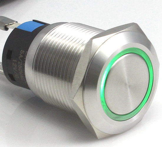 Comprar Lamptron Latching Silver Housing Ring Verde 16mm - Pulsador al mejor precio