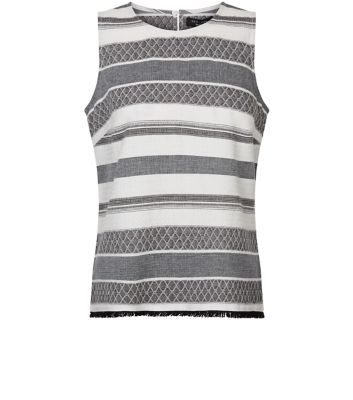 Comprar Petite White Jacquard Stripe Sleeveless Top al mejor precio