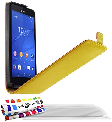 Comprar Muzzano F869672 - Funda para Sony Xperia Z3 Compact + 3 protecciones de pantalla, color amarillo al mejor precio