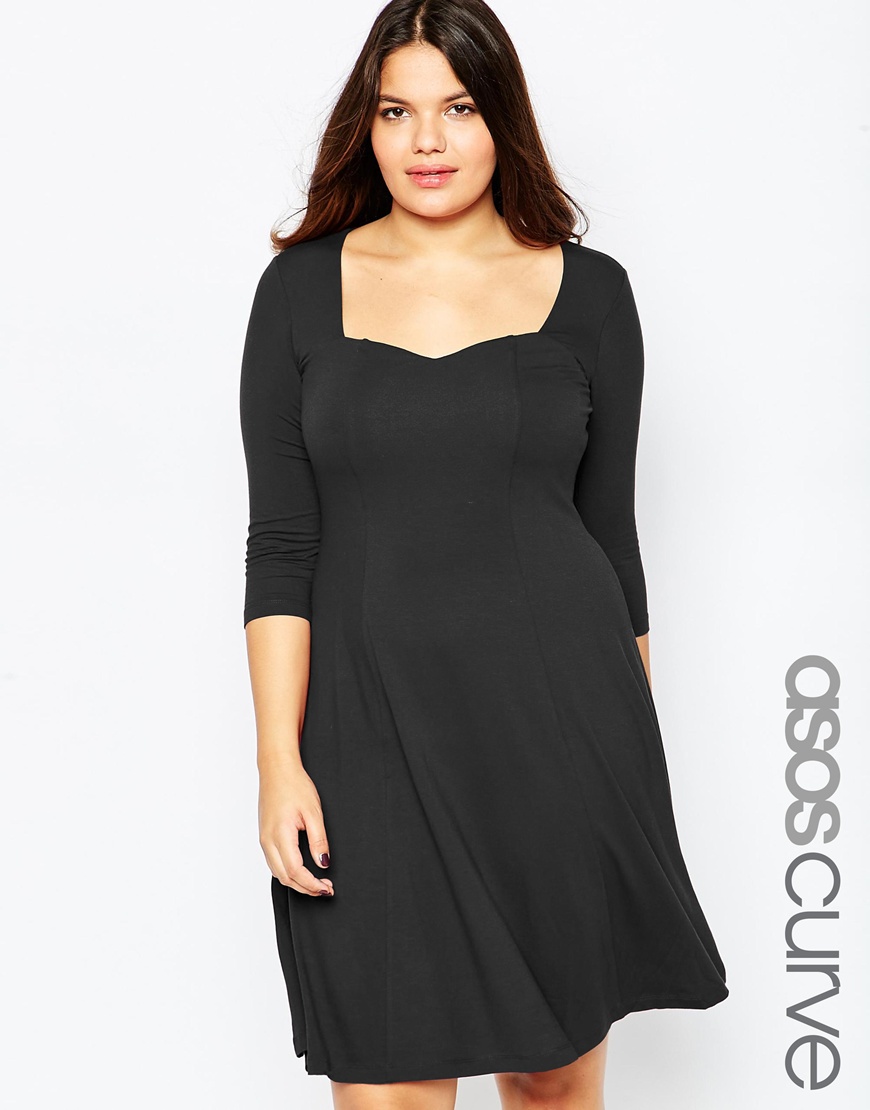 Comprar Vestido skater con escote en forma de corazón de ASOS CURVE al mejor precio